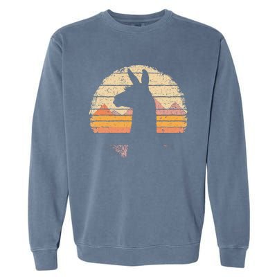 Llama Alpaca Retro 70s 80s Graphic Vintage Women Garment-Dyed Sweatshirt