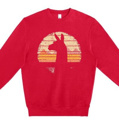 Llama Alpaca Retro 70s 80s Graphic Vintage Women Premium Crewneck Sweatshirt