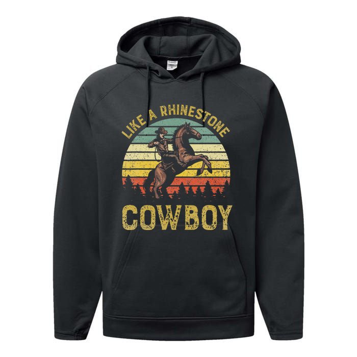 Like A Rhinestone Cow Vintage Western Rodeo Country Music Performance Fleece Hoodie