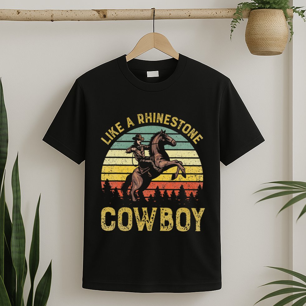 Like A Rhinestone Cow Vintage Western Rodeo Country Music T-Shirt