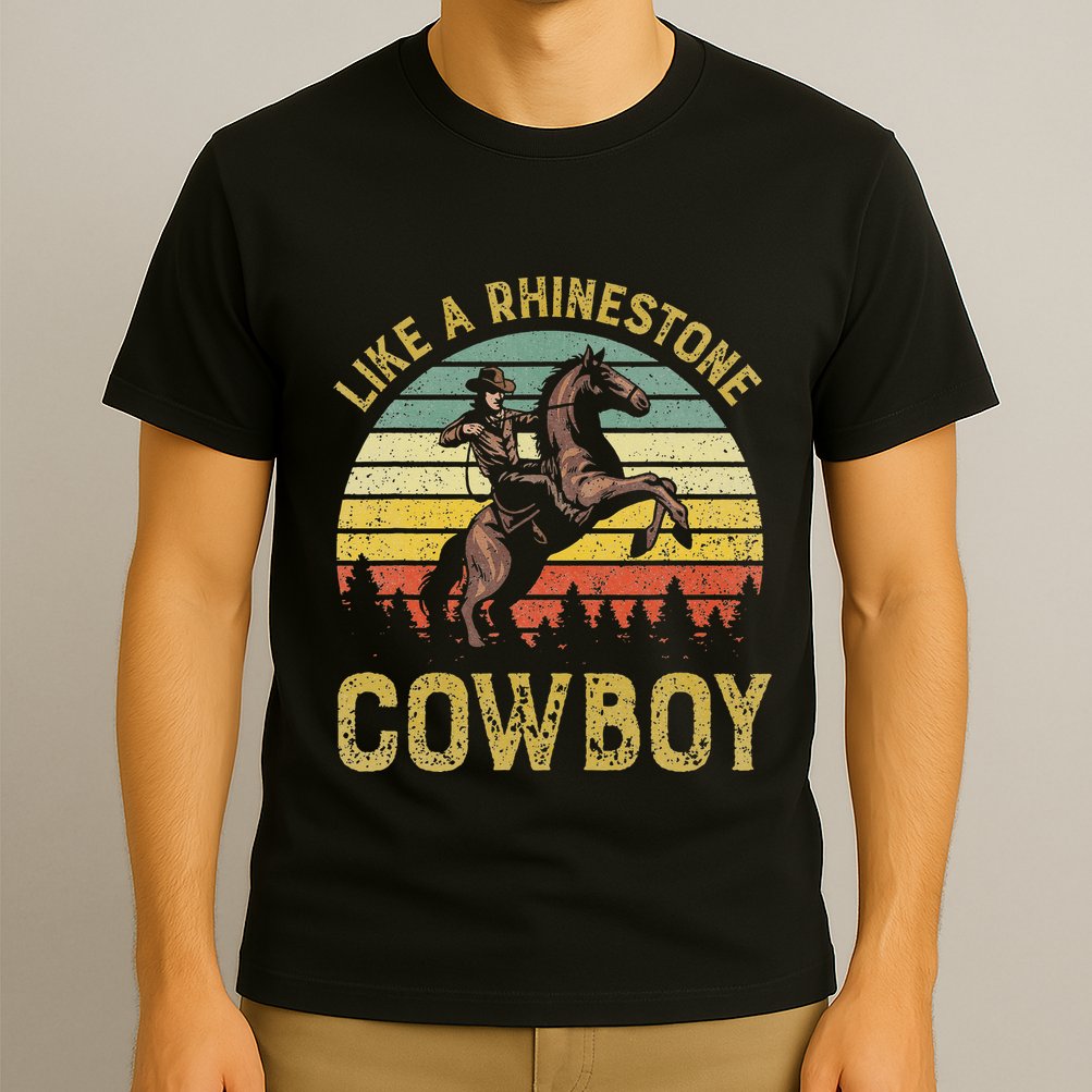 Like A Rhinestone Cow Vintage Western Rodeo Country Music T-Shirt