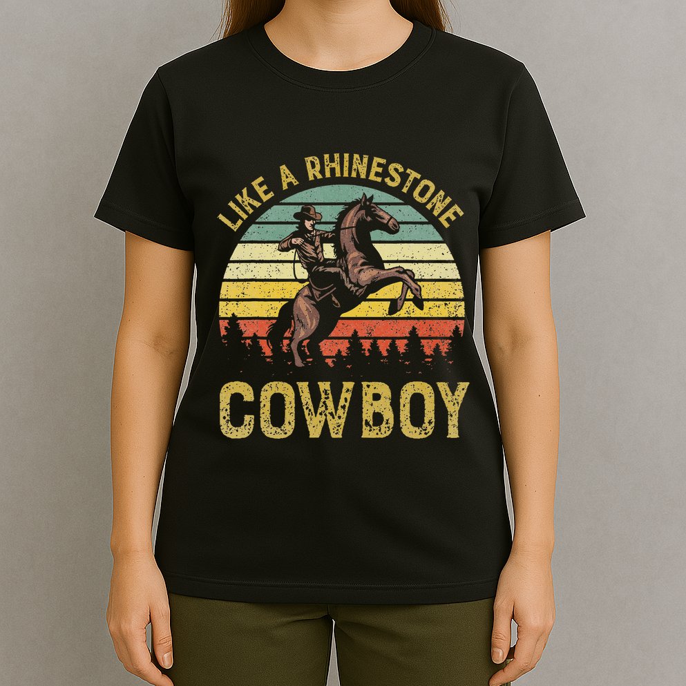 Like A Rhinestone Cow Vintage Western Rodeo Country Music T-Shirt