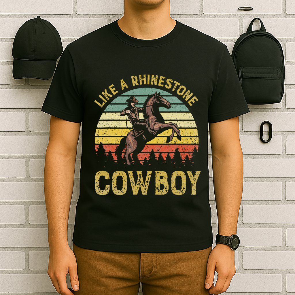 Like A Rhinestone Cow Vintage Western Rodeo Country Music T-Shirt