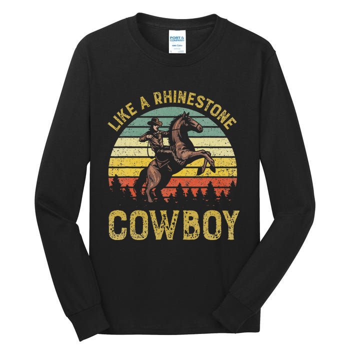 Like A Rhinestone Cow Vintage Western Rodeo Country Music Tall Long Sleeve T-Shirt