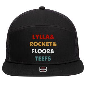 Lylla And Rocket And Floor And Teefs 7 Panel Mesh Trucker Snapback Hat