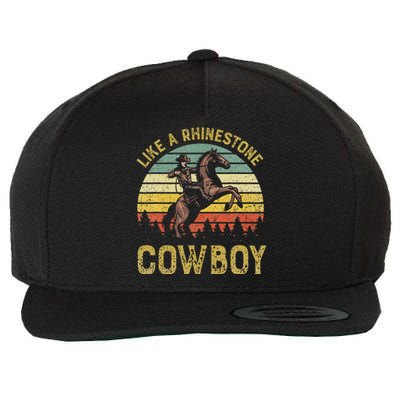 Like A Rhinestone Cowboy Vintage Western Rodeo Wool Snapback Cap