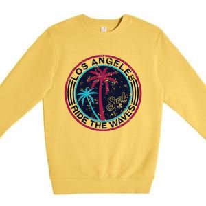 Los Angeles Ride The Waves And Surfing Premium Crewneck Sweatshirt