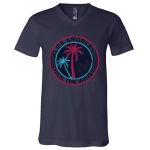 Los Angeles Ride The Waves And Surfing V-Neck T-Shirt