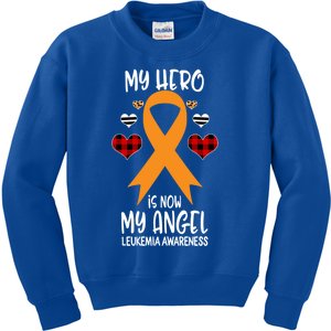 Leukemia Awareness Remembrance Hero Is Now My Angel Gift Kids Sweatshirt