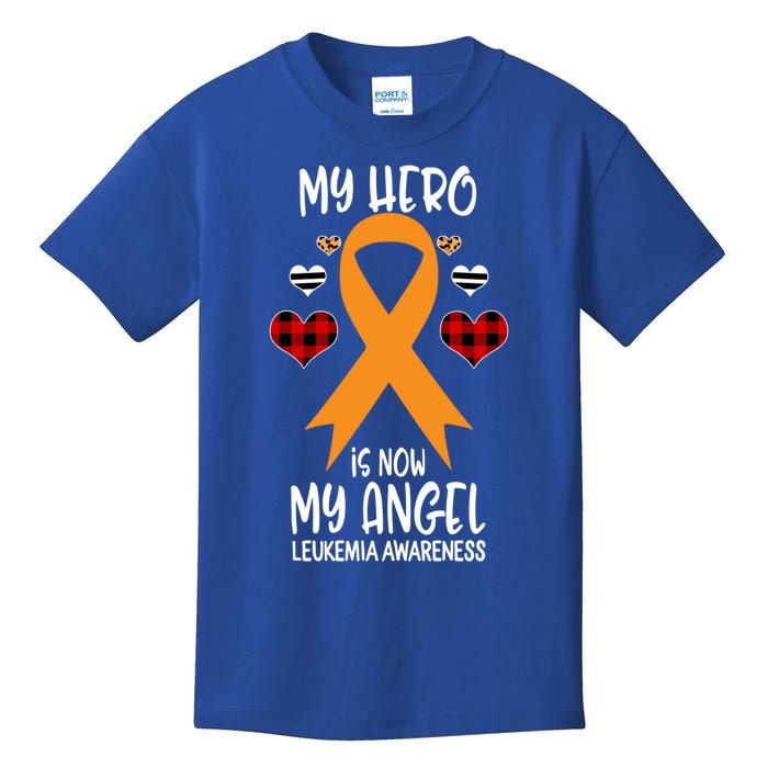 Leukemia Awareness Remembrance Hero Is Now My Angel Gift Kids T-Shirt