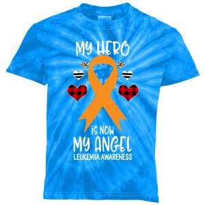 Leukemia Awareness Remembrance Hero Is Now My Angel Gift Kids Tie-Dye T-Shirt