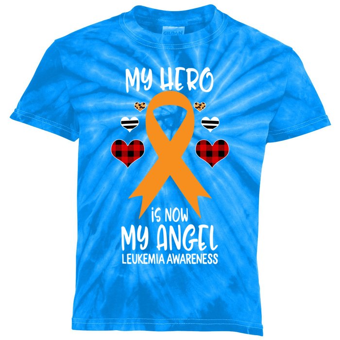 Leukemia Awareness Remembrance Hero Is Now My Angel Gift Kids Tie-Dye T-Shirt