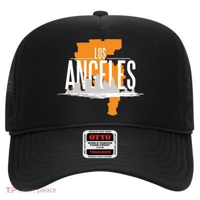 Los Angeles Rugged High Crown Mesh Back Trucker Hat