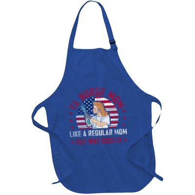 Like A Regular Mom But Way Cooler Va Nurse Mom Gift Full-Length Apron With Pockets
