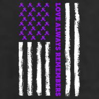 Love Always Remembers Alzheimer's American Flag 7 Panel Mesh Trucker Snapback Hat