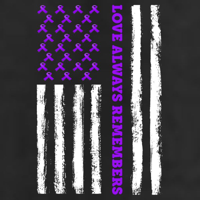 Love Always Remembers Alzheimer's American Flag 7 Panel Mesh Trucker Snapback Hat