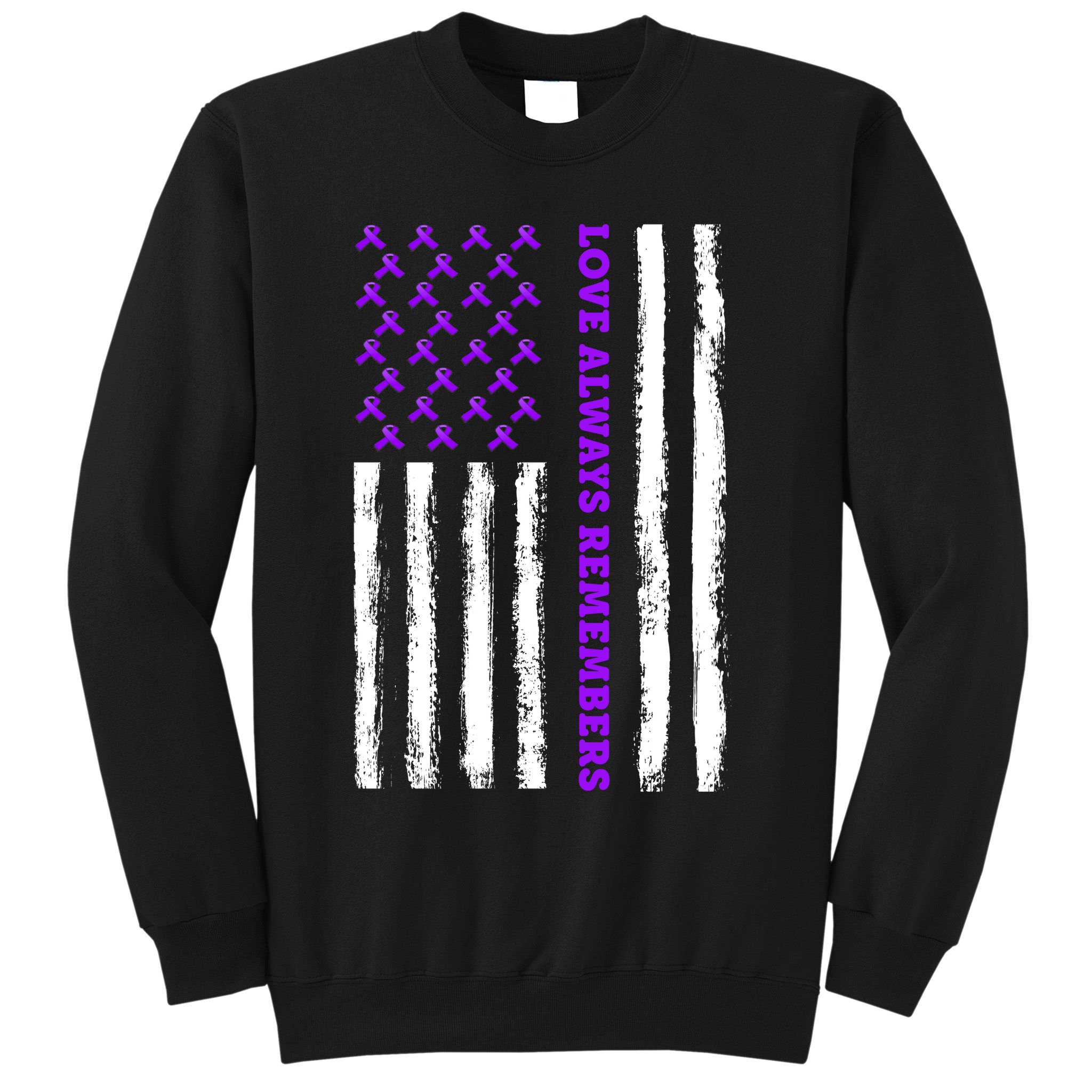 Love Always Remembers Alzheimer's American Flag Sweatshirt
