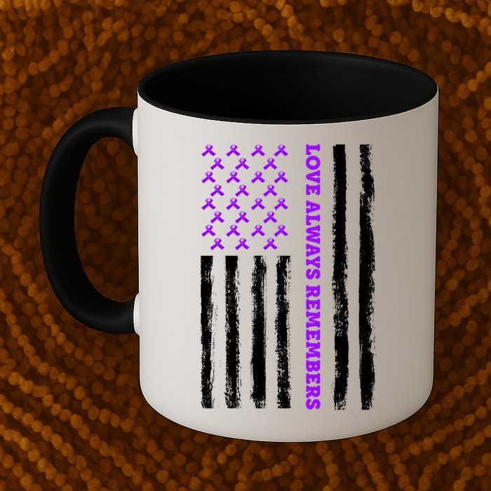 Love Always Remembers Alzheimer's American Flag Mug
