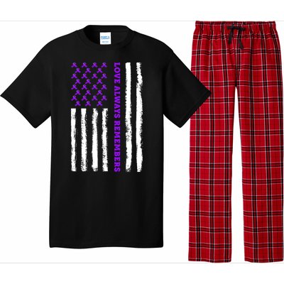 Love Always Remembers Alzheimer's American Flag Pajama Set