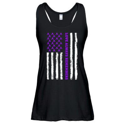Love Always Remembers Alzheimer's American Flag Ladies Essential Flowy Tank