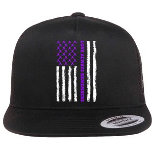 Love Always Remembers Alzheimer's American Flag Flat Bill Trucker Hat