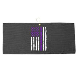 Love Always Remembers Alzheimer's American Flag Large Microfiber Waffle Golf Towel