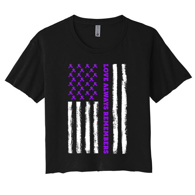 Love Always Remembers Alzheimer's American Flag Crop Top