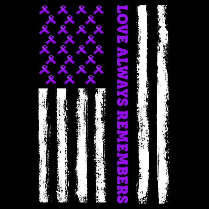 Love Always Remembers Alzheimer's American Flag Womens T-Shirt