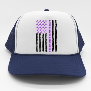 Love Always Remembers Alzheimer's American Flag Trucker Hat