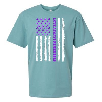 Love Always Remembers Alzheimer's American Flag Sueded Cloud Jersey T-Shirt