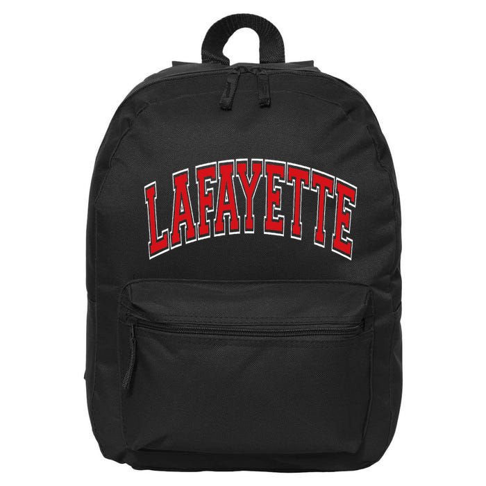 Lafayette Arched Red Text 16 in Basic Backpack