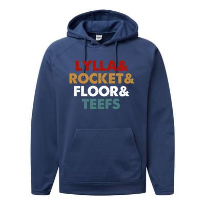 Lylla And Rocket And Floor And Teefs Funny Vintage Performance Fleece Hoodie