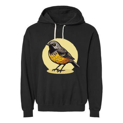 Lovely American Robin Bird In Pocket Garment-Dyed Fleece Hoodie