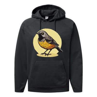 Lovely American Robin Bird In Pocket Performance Fleece Hoodie