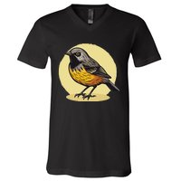 Lovely American Robin Bird In Pocket V-Neck T-Shirt