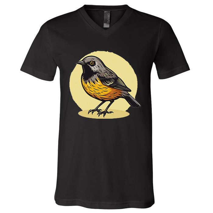 Lovely American Robin Bird In Pocket V-Neck T-Shirt