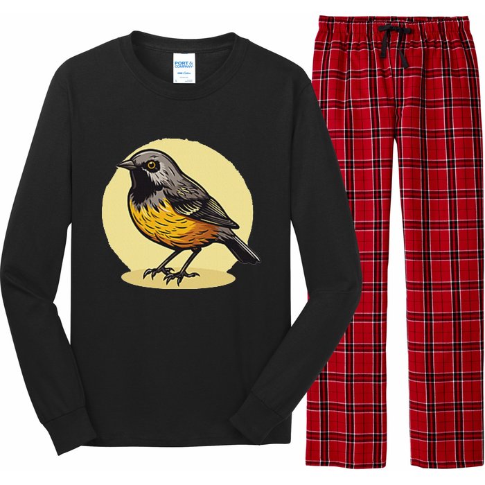 Lovely American Robin Bird In Pocket Long Sleeve Pajama Set