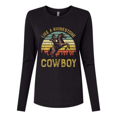 Like A Rhinestone Cowboy Vintage Western Rodeo Country Music Womens Cotton Relaxed Long Sleeve T-Shirt