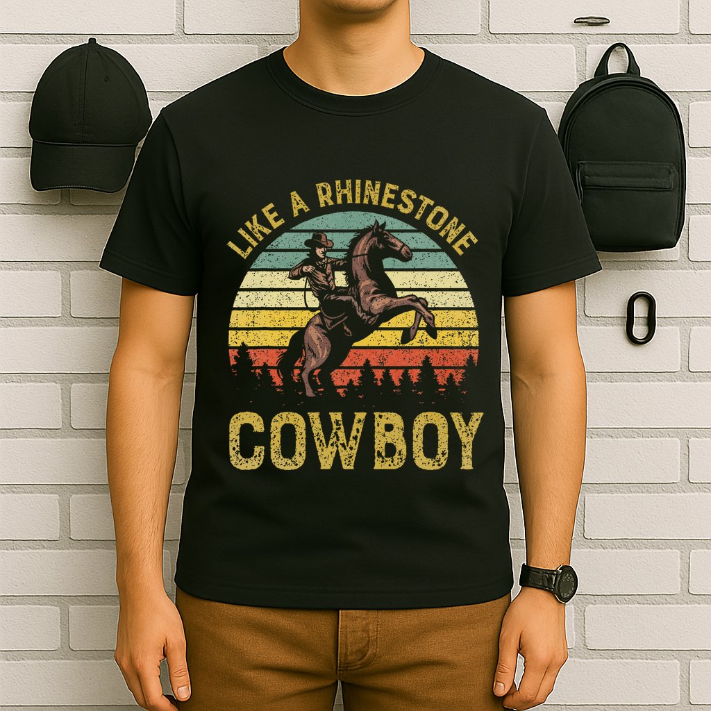 Like A Rhinestone Cowboy Vintage Western Rodeo Country Music T-Shirt