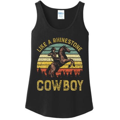 Like A Rhinestone Cowboy Vintage Western Rodeo Country Music Ladies Essential Tank