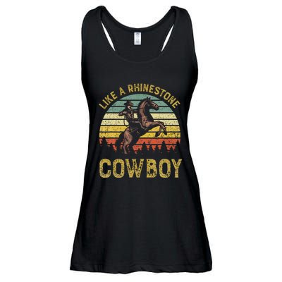 Like A Rhinestone Cowboy Vintage Western Rodeo Country Music Ladies Essential Flowy Tank