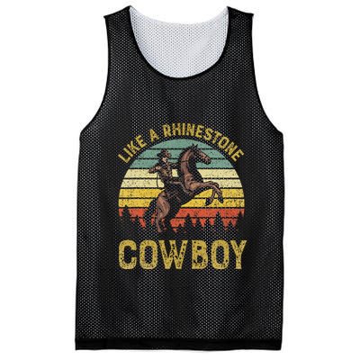 Like A Rhinestone Cowboy Vintage Western Rodeo Country Music Mesh Reversible Basketball Jersey Tank