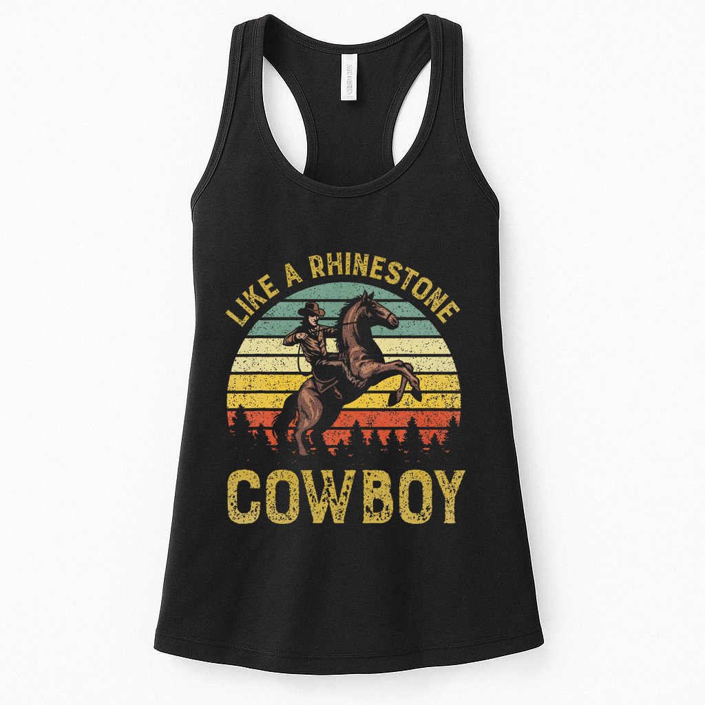 Like A Rhinestone Cowboy Vintage Western Rodeo Country Music Womens Tank Top
