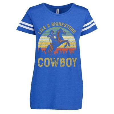 Like A Rhinestone Cowboy Vintage Western Rodeo Country Music Enza Ladies Jersey Football T-Shirt