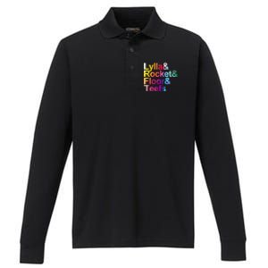 Lylla And Rocket And Floor And Teefs Funny Performance Long Sleeve Polo