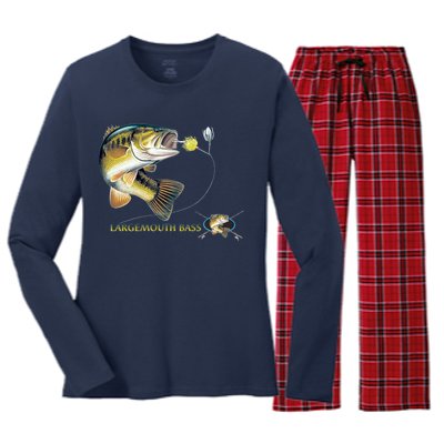 Largemouth Bass Women's Long Sleeve Flannel Pajama Set 