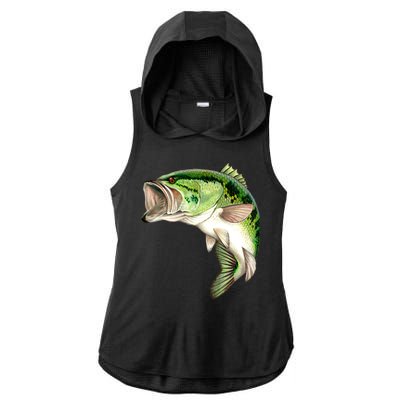 Largemouth Bass Swimming Ladies PosiCharge Tri-Blend Wicking Draft Hoodie Tank