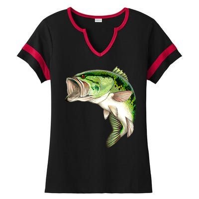 Largemouth Bass Swimming Ladies Halftime Notch Neck Tee