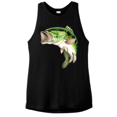 Largemouth Bass Swimming Ladies PosiCharge Tri-Blend Wicking Tank