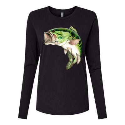 Largemouth Bass Swimming Womens Cotton Relaxed Long Sleeve T-Shirt